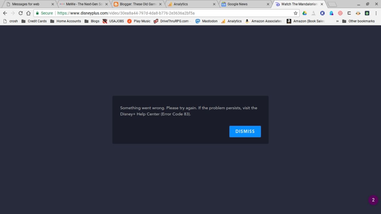 disney plus error code 83